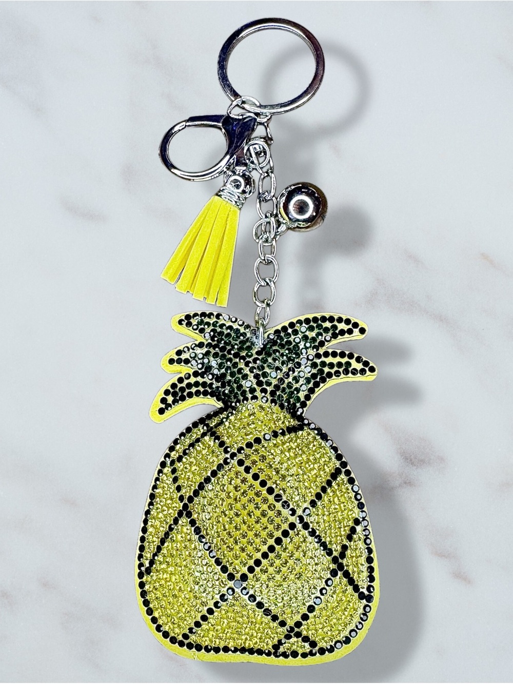 Pineapple Rhinestone Charm Keychain